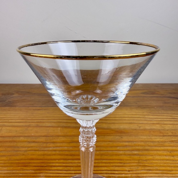 Vintage Gold Rimmed Crystal Stem Glasses – Set of 4 | Ornate Stemware - Picture 12 of 16